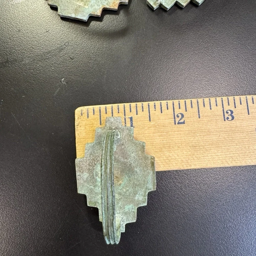 Green Southwest Shape Metal Napkin Ring Holders‎ Desert Set of 6 Nice Patina
